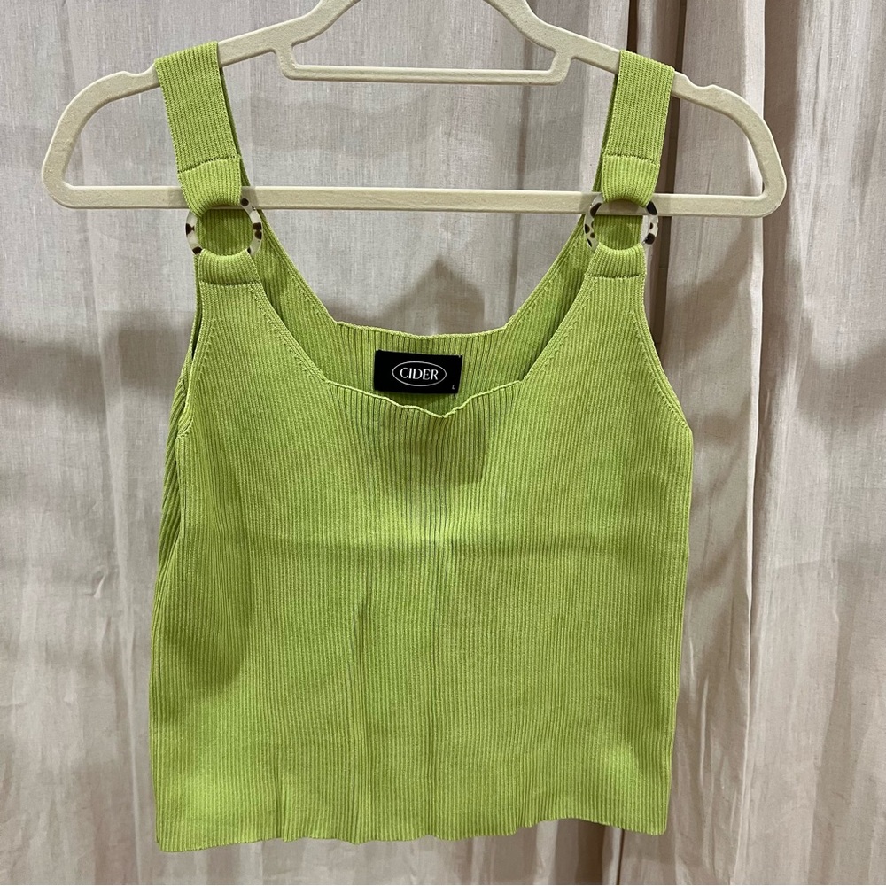 Cider Lime Ribbed Sleeveless Crop Top